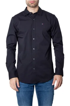 Tommy Hilfiger Skjorte, Herre, Sort, XS, Bomuld, Sort Bomuld Langærmet Skjorte