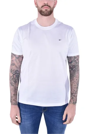Paul & Shark Top, Herre, Hvid, 4XL, Bomuld, Kortærmet bomuldsjersey haj T-shirt