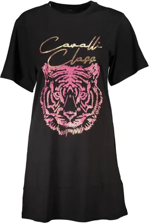 Roberto Cavalli Kjole, Dame, Sort, M, Kortærmet Rund Hals T-Shirt Kvinder Sort