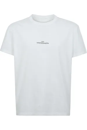 Maison Margiela Top, Herre, Hvid, L, Bomuld, Broderet Crewneck T-shirt
