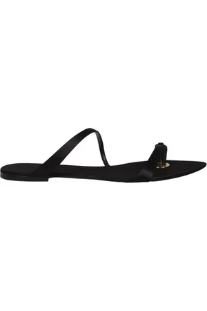 Saint Laurent Sko, Dame, Sort, 36 EU, Satin, Luksus Satin Almond Toe Slides