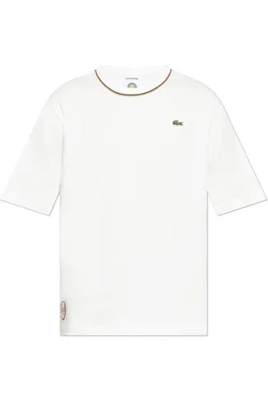 Lacoste Top, Herre, Hvid, XL, Bomuld, T-shirt med farverigt tryk