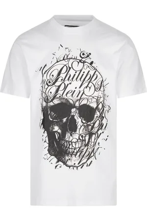 Philipp Plein Top, Herre, Hvid, M, Bomuld, Hvid Bomulds T-shirt