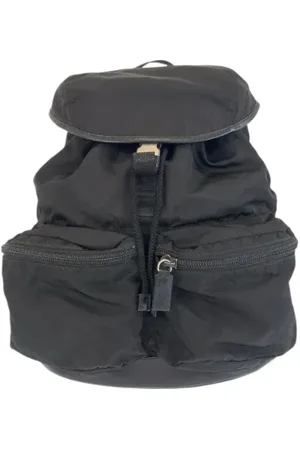 Prada Pre-owned, Dame, Sort, ONE SIZE, Uld, Pre-owned Canvas rygsaekke