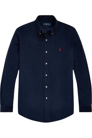 Ralph Lauren Skjorte, Herre, Blå, S, Bomuld, Slim Fit Corduroy Skjorte