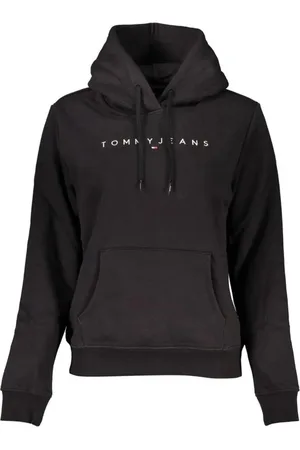 Tommy Hilfiger Sweathshirts & Hoodies, Dame, Sort, XL, Bomuld, Sort Broderet Hættetrøje