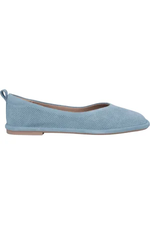 Estro Sko, Dame, Blå, 38 EU, Uld, Kvinders Blå Ballet Flats lavet af Blødt Perforeret Ægte Velour