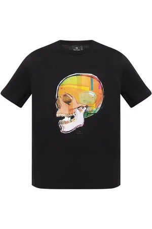 Paul Smith Top, Herre, Sort, L, Sort T-shirt med kranieprint