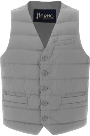 HERNO Jakke, Herre, Grå, S, Nylon, Nylonvest med knaplukning og lommer