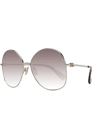 Max Mara Tilbehør, Dame, Gul, ONE SIZE, Uld, Guld Kvinder Solbriller Rund Gradient