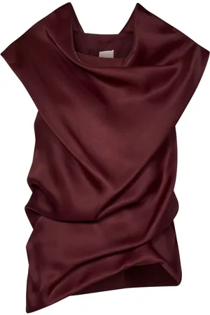Khaite Top, Dame, Rød, 2XS, Organza, Bordeaux Silke Top med Cowl Halsudskæring