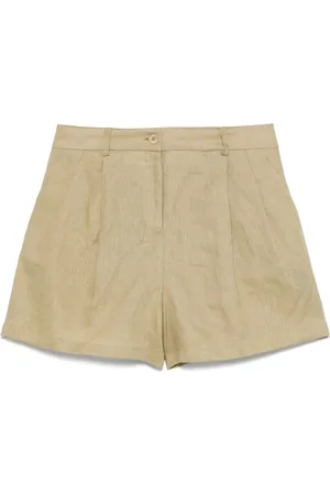 SEMICOUTURE Shorts, Dame, Grøn, XL, Grøn Box-Pleat Shorts med Lommer