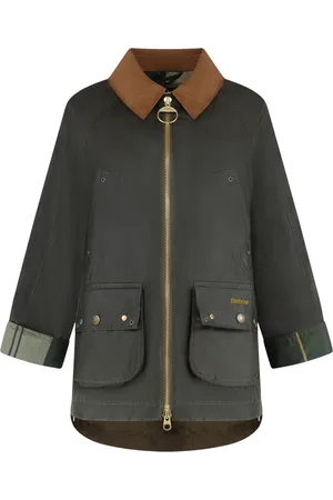 Barbour Jakke, Dame, Grøn, XS, Bomuld, Vokset bomuldsjakke med corduroy krave