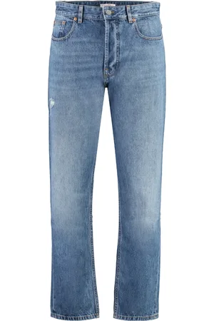VALENTINO GARAVANI Jeans, Herre, Blå, W33, Bomuld, Straight-leg jeans med kontrastsyning