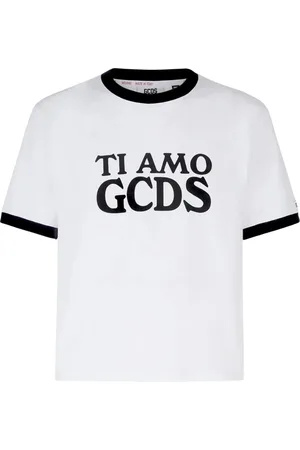 GCDS Top, Dame, Hvid, L, Bomuld, Boxy Bomuld T-shirt med 