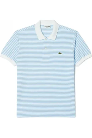 Lacoste Top, Herre, Blå, M, Bomuld, Klassisk Stribet Polo Skjorte