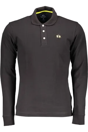 La Martina Top, Herre, Sort, XL, Langærmet Slim Fit Polo Shirt