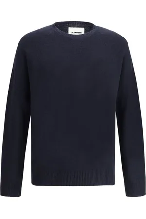 Jil Sander Strik, Herre, Blå, S, Uld, Sømløs Uldtrøje med Monokromt Mønster