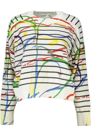 Desigual Strik, Dame, Flerfarvet, 2XL, Bomuld, Elegant Sweater med Kontrastdetalje