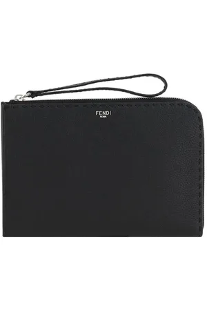 Fendi Taske, Herre, Sort, ONE SIZE, Læder, Elegant læderclutch taske