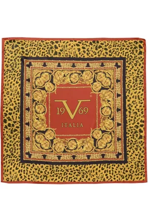 19V69 Italia Tilbehør, Dame, Flerfarvet, ONE SIZE, Polyester, Leopard Print Silk Scarf Baroque Frame