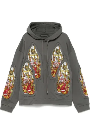 Who Decides War Sweathshirts & Hoodies, Herre, Grå, M, Uld, Grå sweater med broderi og lommer