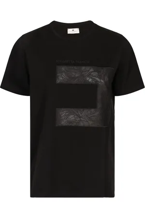 Elisabetta Franchi Top, Dame, Sort, L, Ribbet Crew-neck T-shirt