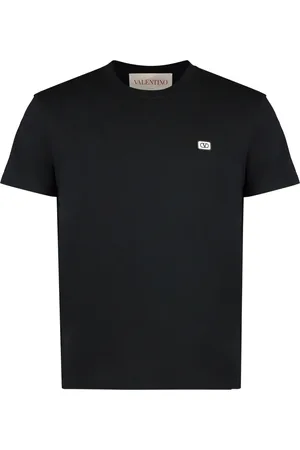 VALENTINO GARAVANI Top, Herre, Sort, XL, Bomuld, Ribbet Bomuld Crew-Neck T-shirt