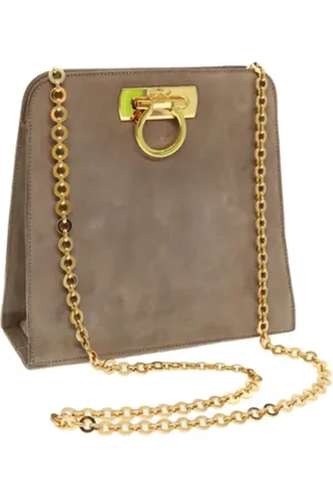 Salvatore Ferragamo Pre-owned, Dame, Brun, ONE SIZE, Uld, Pre-owned Laeder skuldertasker