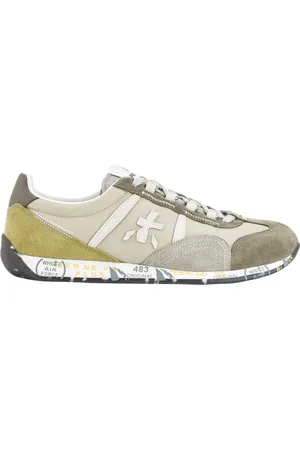 Premiata Sko, Herre, Flerfarvet, 42 EU, Beige Sneakers med Gule Detaljer