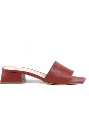 19V69 Italia Sko, Dame, Rød, 37 EU, Læder, Rød læder mules sandal