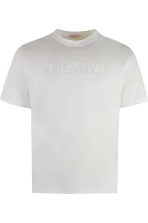 VALENTINO GARAVANI Top, Herre, Hvid, 2XL, Bomuld, Ribbet krave bomuld rundhals T-shirt