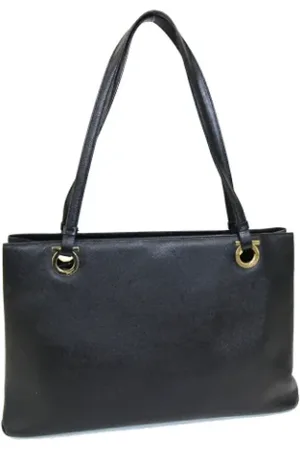 Salvatore Ferragamo Pre-owned, Dame, Sort, ONE SIZE, Uld, Pre-owned Laeder skuldertasker