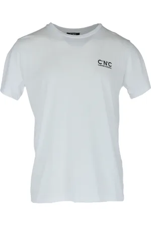 Costume National Top, Herre, Hvid, XL, Bomuld, Bomuld T-shirt Kortærmet Rund Hals