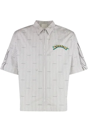 Givenchy Skjorte, Herre, Hvid, 3XL, Bomuld, Logo Print Stribet Bomuldsskjorte