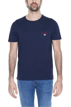 U.S. Polo Assn. Top, Herre, Blå, S, Bomuld, Blå Bomuld Herre T-Shirt Forår/Sommer