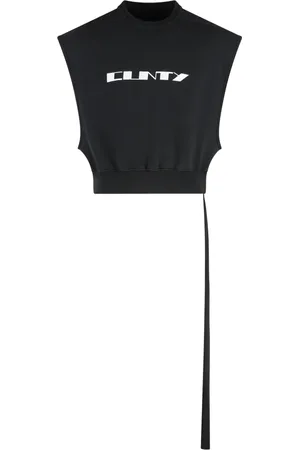 Rick Owens Top, Herre, Sort, XL, Bomuld, Ribbet Ærmeløs Bomulds Sweatshirt