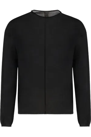 Rick Owens Strik, Herre, Sort, XS, Bomuld, Ribbet Bomuld Crew-Neck Sweater