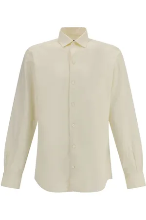 Ermenegildo Zegna Skjorte, Herre, , L, Bomuld, Klassisk Krave Bomuld Linned Skjorte