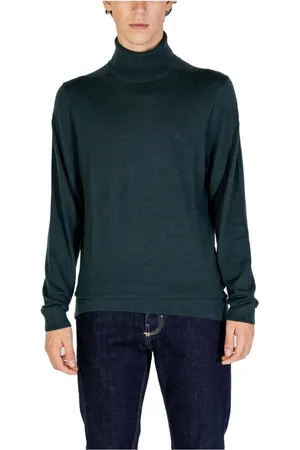 Calvin Klein Strik, Herre, Grøn, L, Uld, Uldstrik Turtleneck Sweater