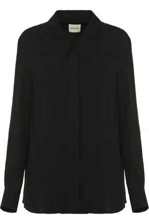 Khaite Bluser & Skjorter, Dame, Sort, XS, Silke Plisseret Skjorte