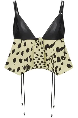 Nanushka Top, Dame, Sort, S, Uld, Gul/sort top med detaljer