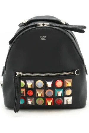 Fendi Pre-owned, Dame, Sort, ONE SIZE, Tyl, Pre-owned Laeder rygsaekke