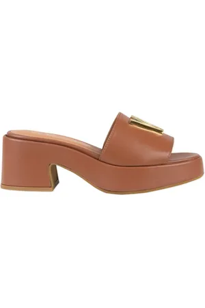 Via Roma Sko, Dame, Brun, 39 EU, Læder, Brun Læder Sandaler Laser Logo