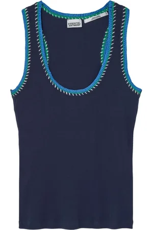 Essentiel Antwerp Top, Dame, Blå, M, Blå Top med Grønne Detaljer