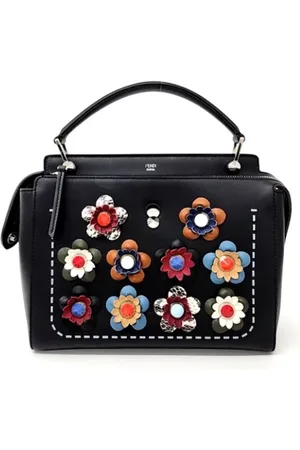 Fendi Pre-owned, Dame, Sort, ONE SIZE, Tyl, Pre-owned Laeder hndtasker