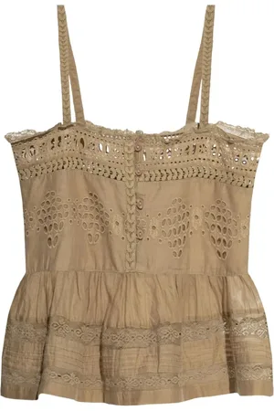 Isabel Marant Top, Dame, , M, Bomuld, Khaki Lys Bomuld Top