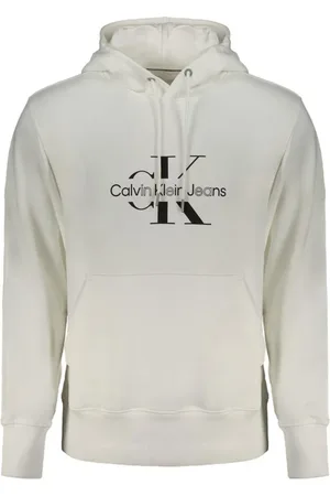 Calvin Klein Sweathshirts & Hoodies, Herre, Hvid, 2XL, Bomuld, Hvid Hættetrøje med Unikt Print