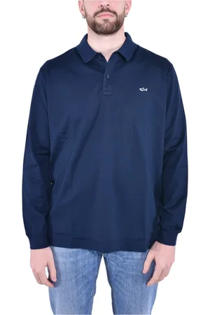 Paul & Shark Top, Herre, Blå, 4XL, Bomuld, Langærmet bomuldspolo