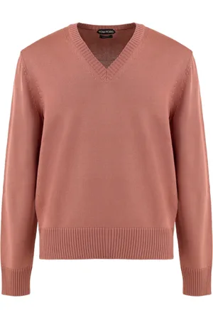 Tom Ford Strik, Herre, Lyserød, L, Uld, V-Neck Sweater i Blød